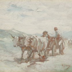 Ox cart returning from fair